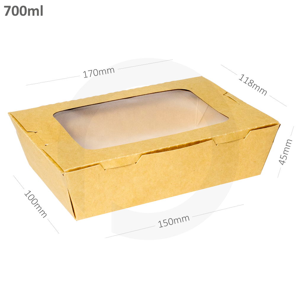 [052007] 700ml W Kraft Paper Window Lunch Box 200/ctn