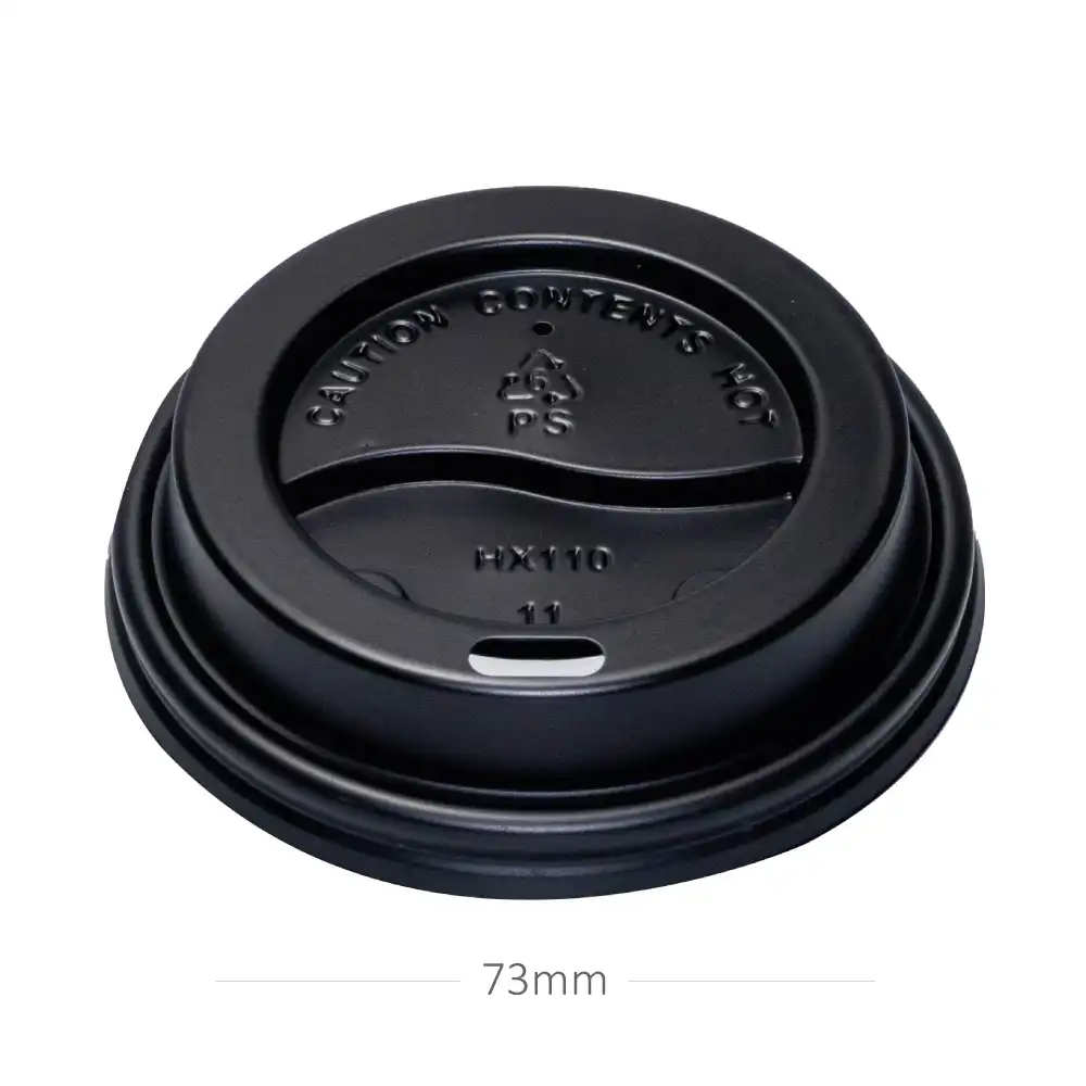 [015099] 73mm PS Plastic Black No Cap Lid 500/ctn