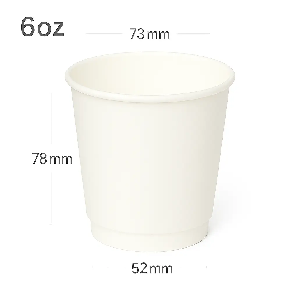 [015096] 6oz Double Wall White Paper Cup 500/ctn