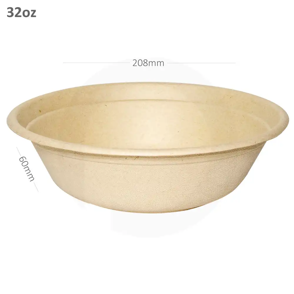 [058001] 32oz Bagasse Sugarcane Round Bowl 300/ctn