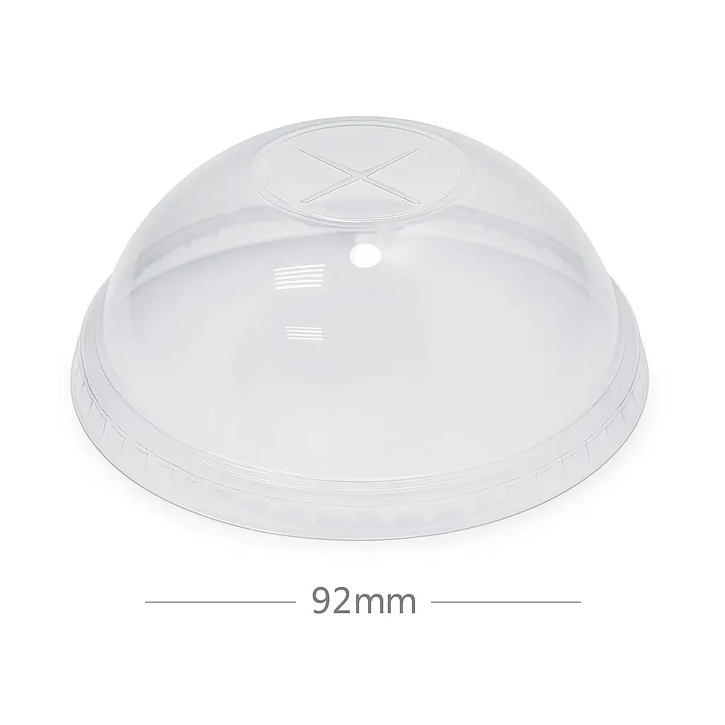 [012050] 92mm PET Plastic X Hole Dome Lid 1000/ctn