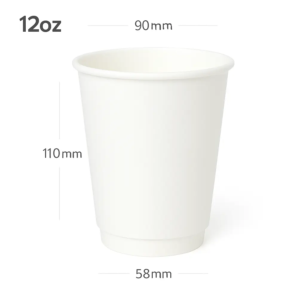 [015028] 12oz Double Wall White Paper Cup 500/ctn