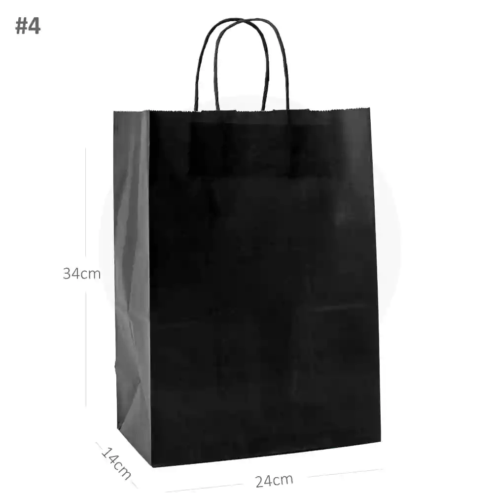 [042029] Black - #2414 White Paper Twisted Handle Bag 200/ctn