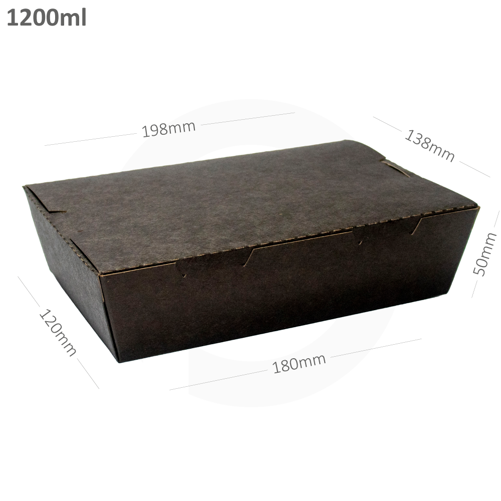 [052024] Balck - 1200ml A Kraft Paper Lunch Box 200/ctn