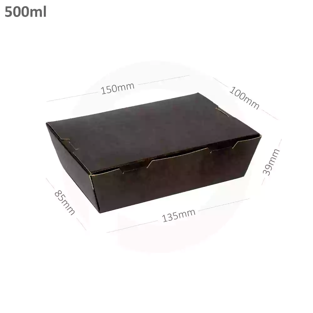 [052027] Black - 500ml A Kraft Paper Lunch Box 200/ctn
