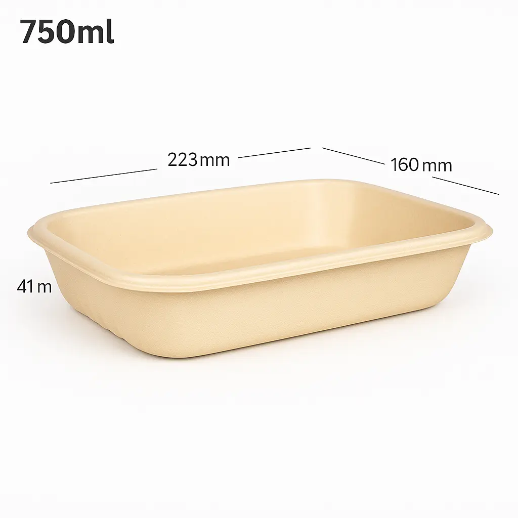 [407003] 750ml Bagasse Sugarcane Food Bowl 300/ctn