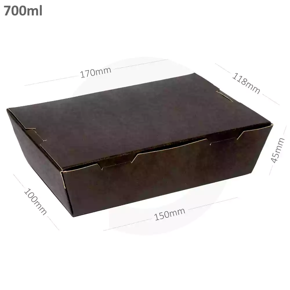 [002007] Black - 700ml A Kraft Paper Lunch Box 200/ctn