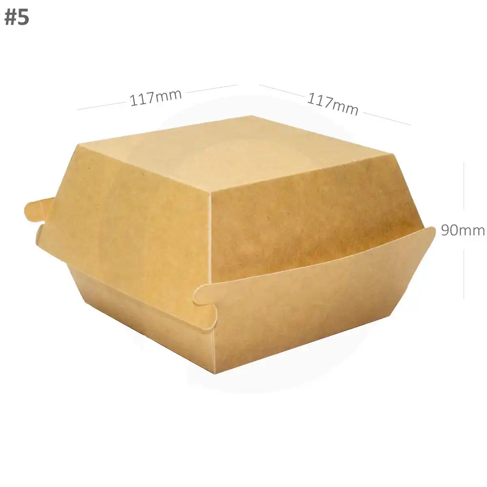 [052035] #5 Burger Kraft Paper Box 117×117×90H mm 200/ctn