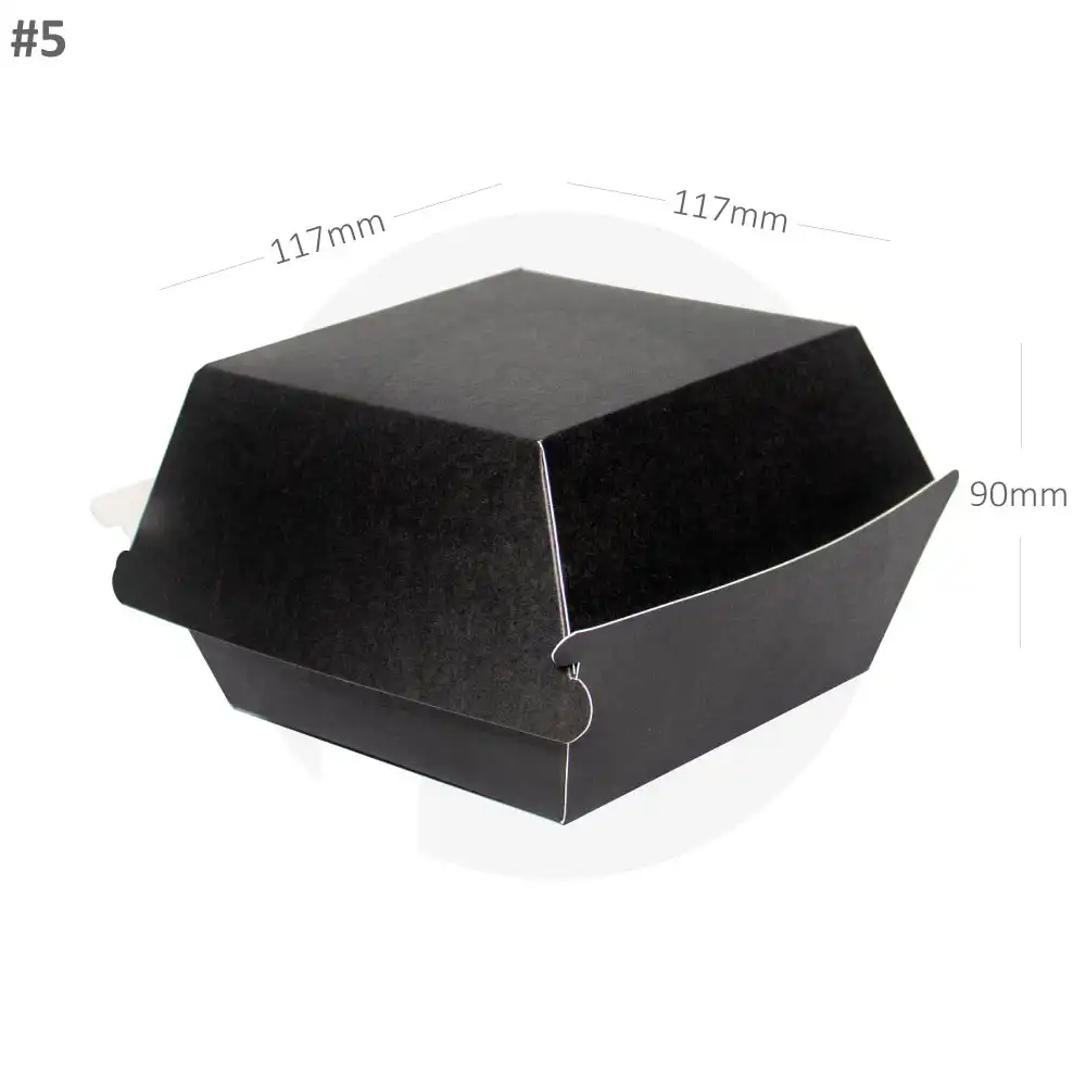 [052036] Black - #5 Burger Kraft Paper Box 117×117×90H mm 200/ctn