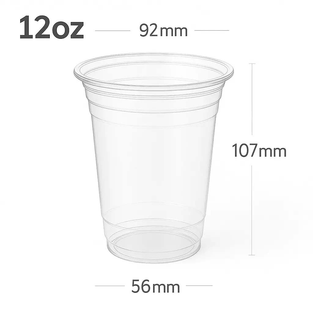 [}] 12oz/92mm PET Plastic Cup 1000/ctn