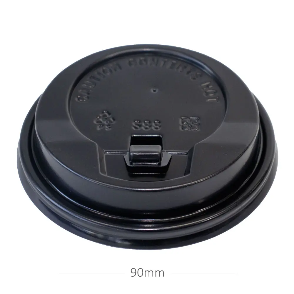 [015012] 90mm PS Plastic Black with Cap Lid 1000/ctn