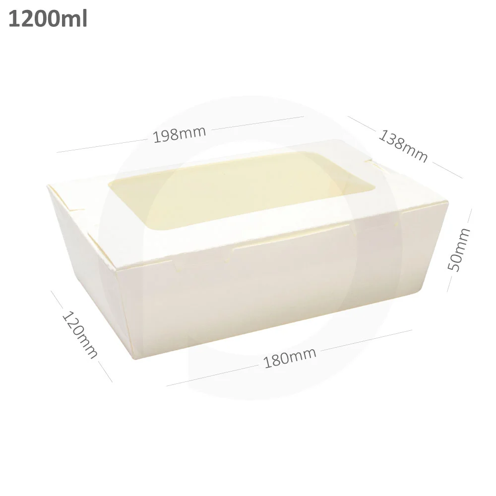 [052038] 1200ml W White Paper Window Lunch Box 200/ctn