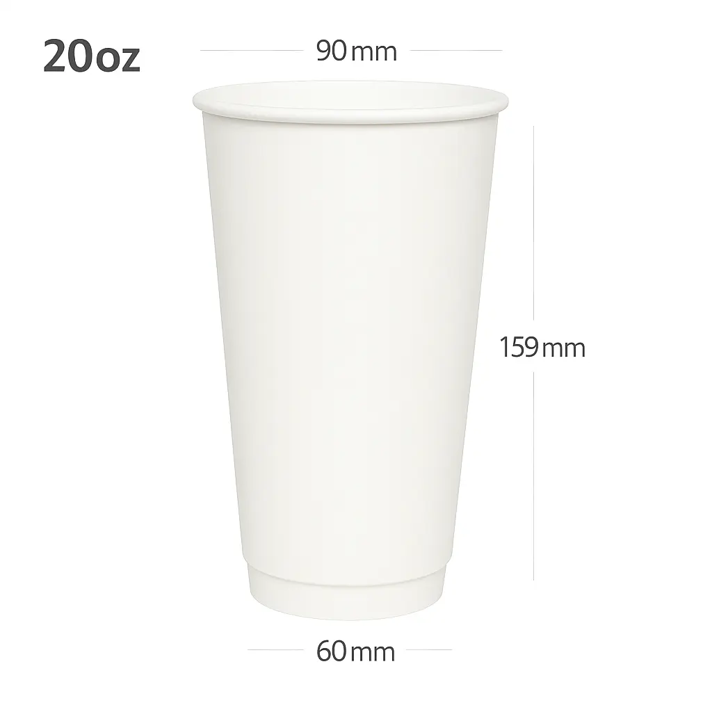 [new073] 20oz Double Wall White Paper Cup 500/ctn