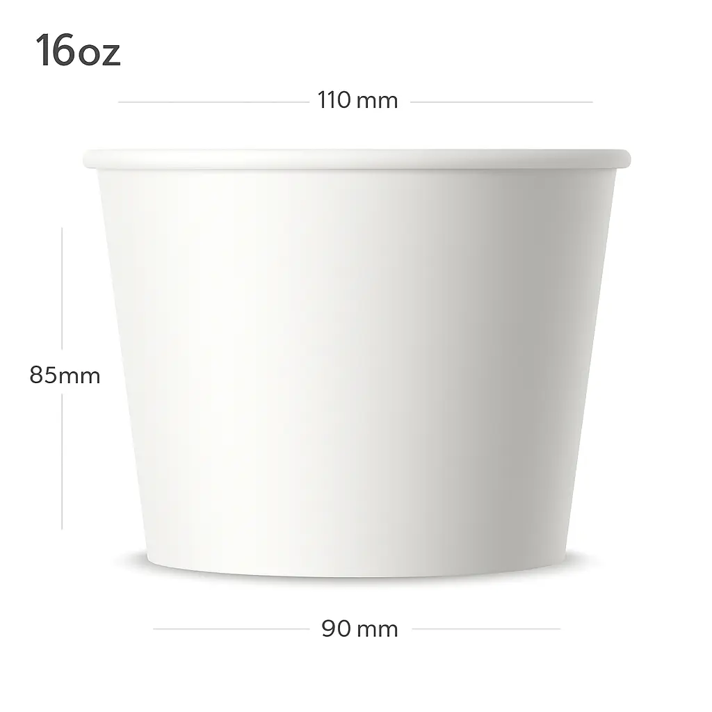 [new088] 16oz White Paper Ice Cream Cup 1000/ctn