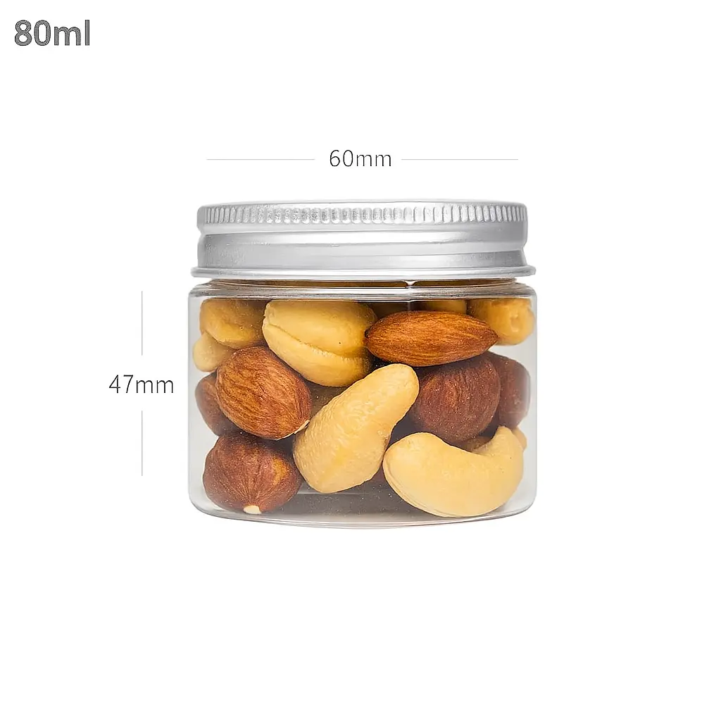 [new150] 80ml/60mm PET Plastic Jar Alu Cap 100/ctn