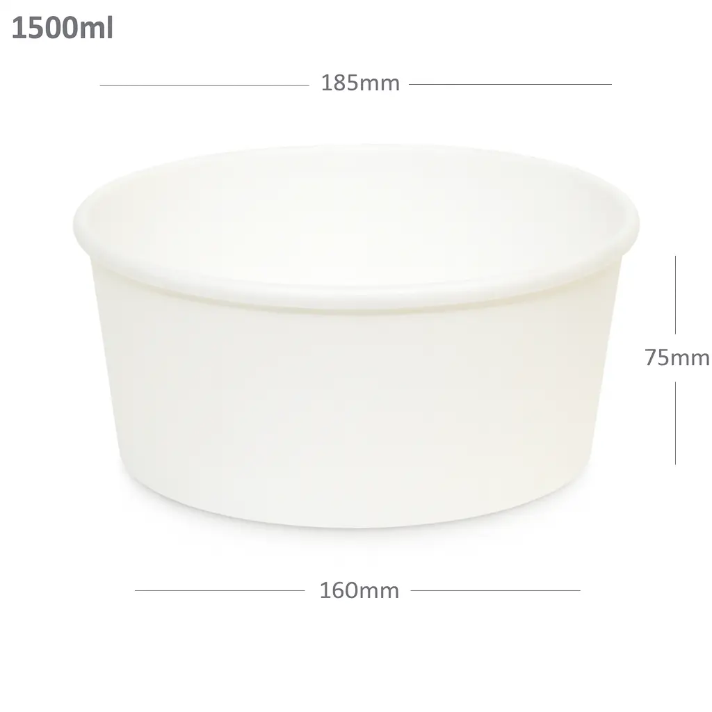 [new176] 1500ml White Paper Salad Bowl 300/ctn