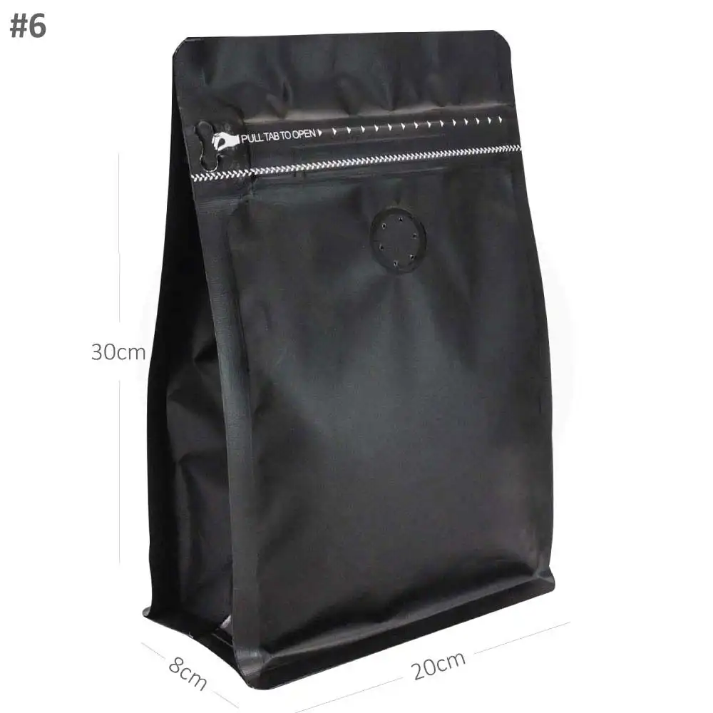 [new203] #6 Black Flat Bottom Ziplock Valve Bag 300/ctn