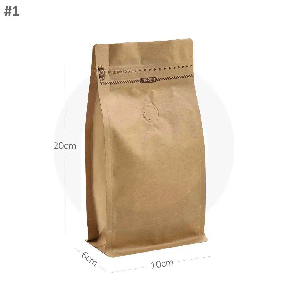 [new204] #1 Kraft Flat Bottom Ziplock Valve Bag 300/ctn