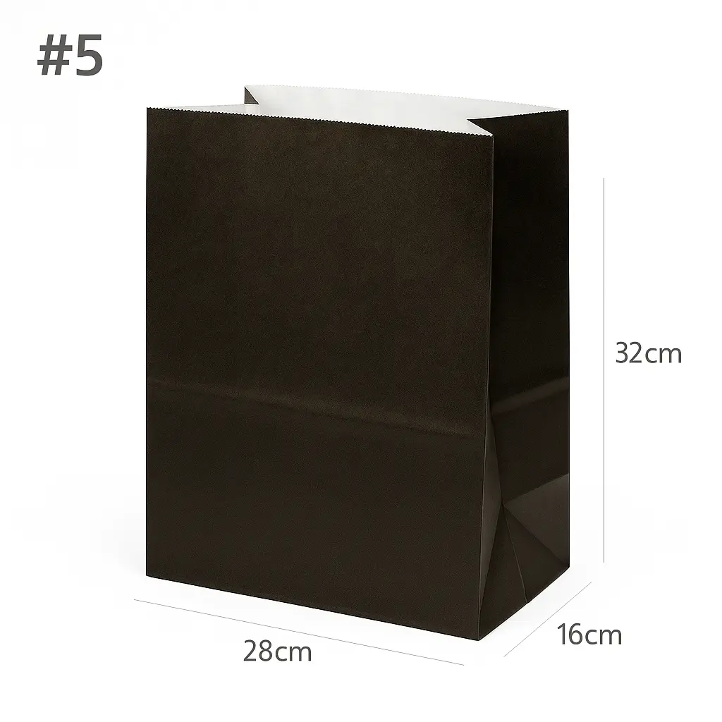 [new308] Black - #5 White Paper No Handle Bag 200/ctn