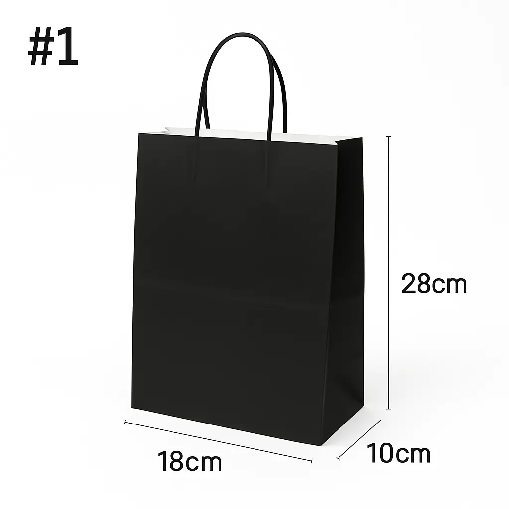[new314] Black - #1 White Paper Twisted Handle Bag 200/ctn