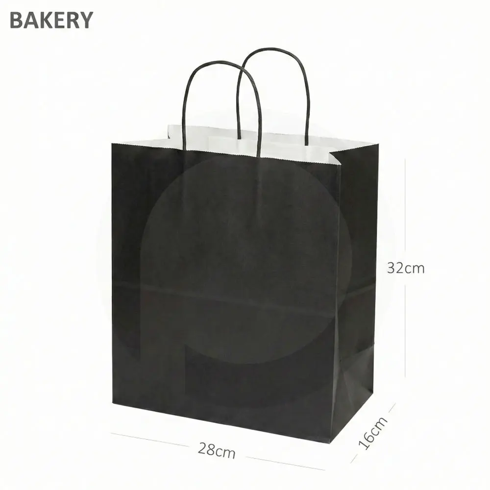 [new317] Black - #5 White Paper Twisted Handle Bag 200/ctn