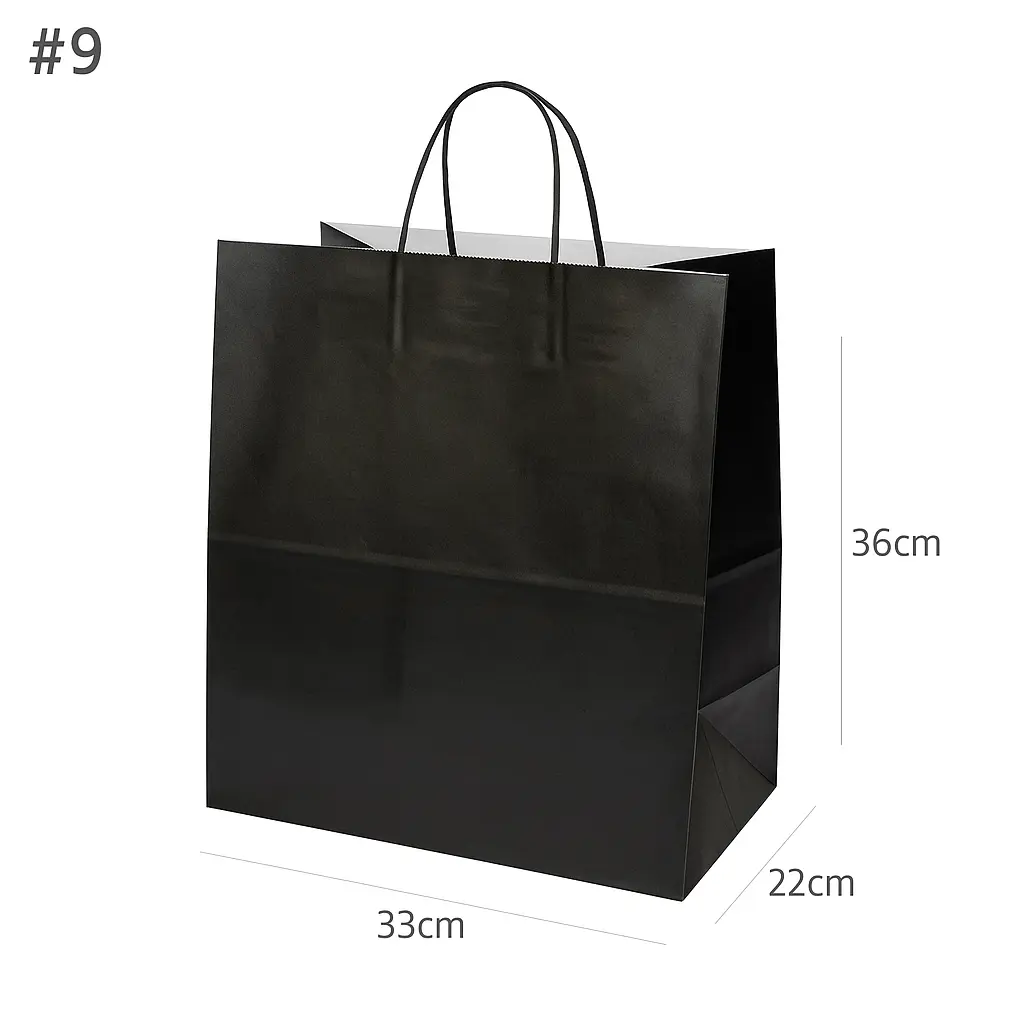 [new320] Black - #9 White Paper Twisted Handle Bag 200/ctn