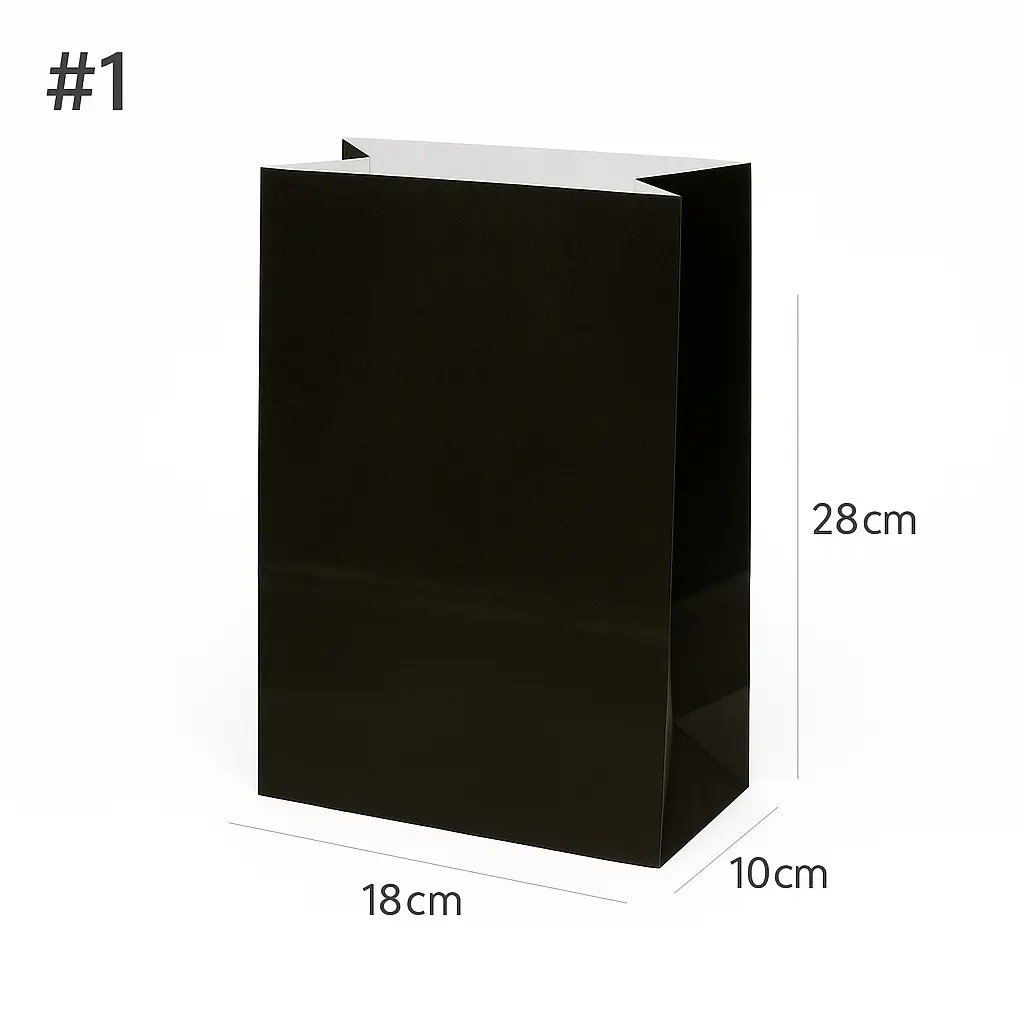 [new364] Black - #1 White Paper No Handle Bag 200/ctn