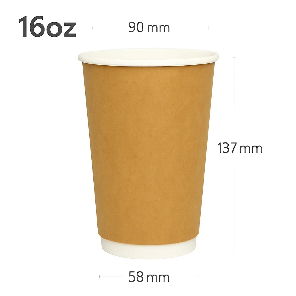 [new379] 16oz Double Wall White Kraft Paper Cup 500/ctn