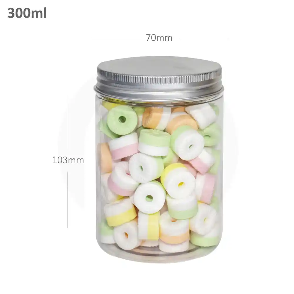 [003004] 300ml/70mm PET Plastic Jar Alu Cap 100/ctn