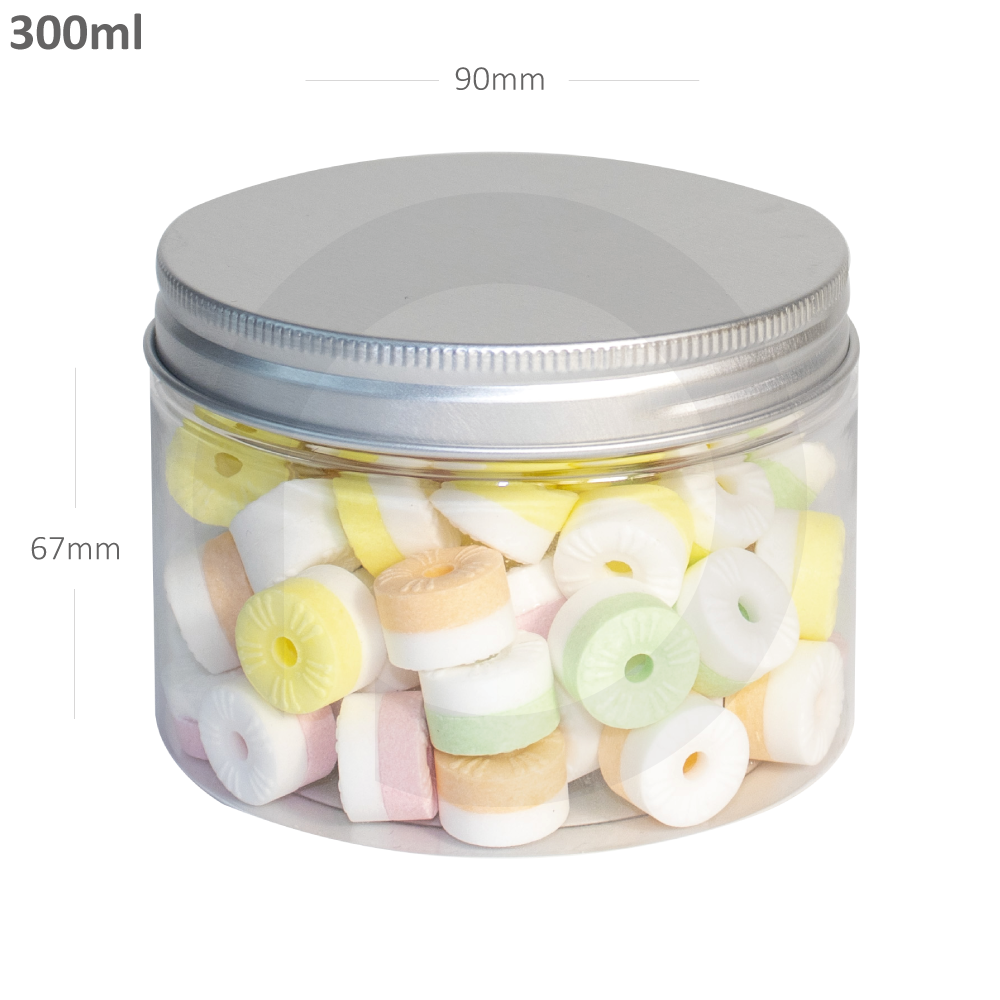 [new450] 300ml/90mm PET Plastic Jar Alu Cap 100/ctn 