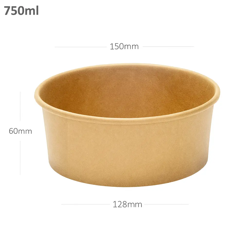 [052046] 750ml Kraft Paper Salad Bowl 300/ctn