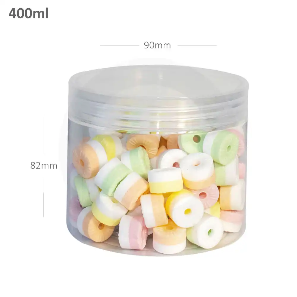 [076052] 400ml/90mm PET Plastic Jar Clear PP Cap 100/ctn
