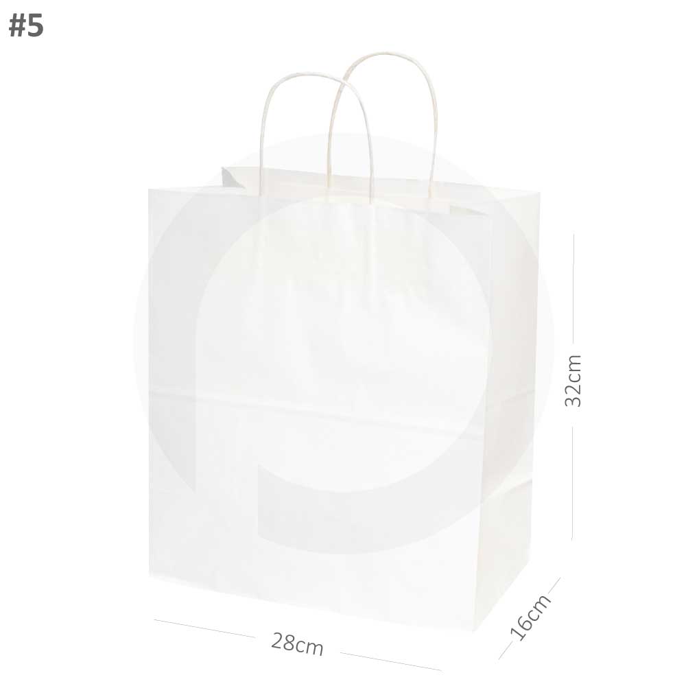 [042065] #2816 White Paper Twisted Handle Bag 200/ctn