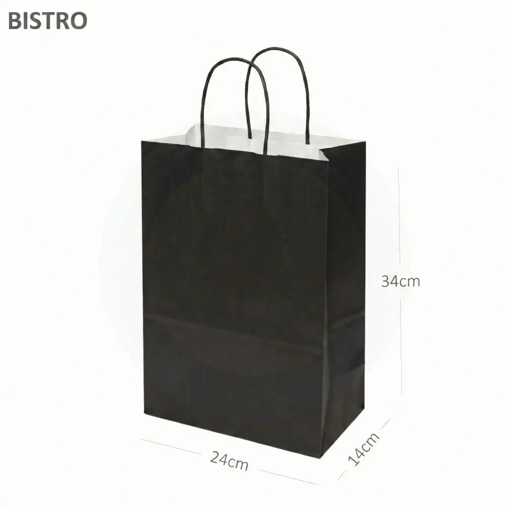 [101024] Black - #4 White Paper Twisted Handle Bag 200/ctn