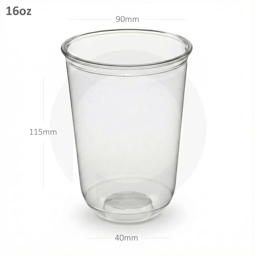 [112012] 16oz Clear PET Plastic U Shape Cup 1000/ctn 